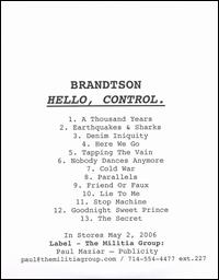 Brandtson - Hello, Control lyrics